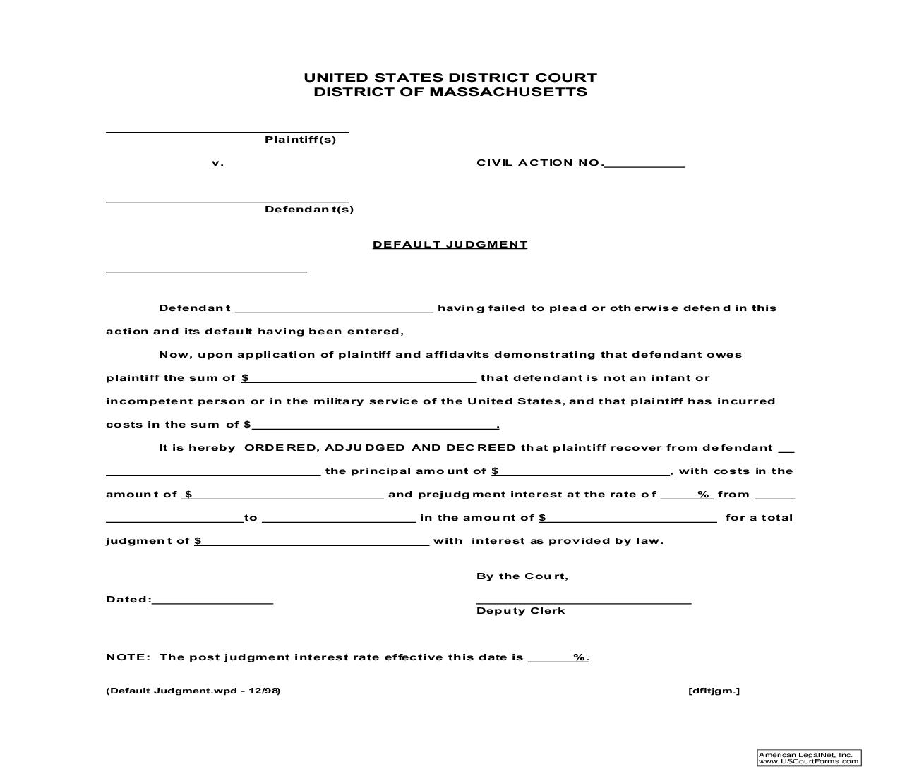 Default Judgment | Pdf Fpdf Doc Docx | Massachusetts