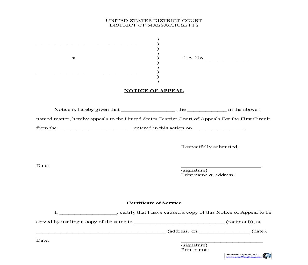 Notice Of Appeal | Pdf Fpdf Doc Docx | Massachusetts