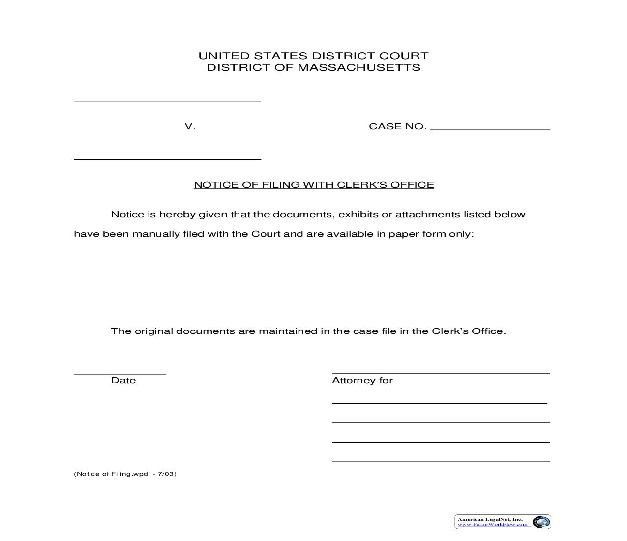 Notice Of Filing | Pdf Fpdf Doc Docx | Massachusetts