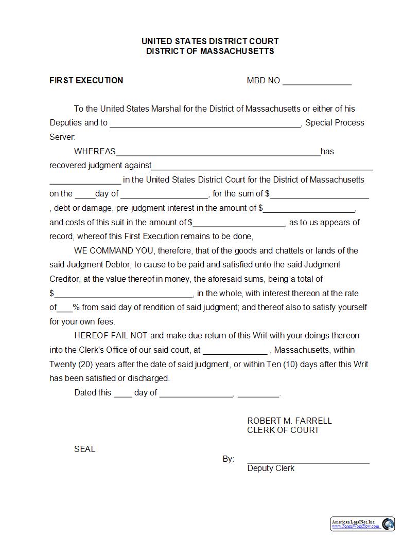 Writ Of Attachment-MBD | Pdf Fpdf Docx | Massachusetts