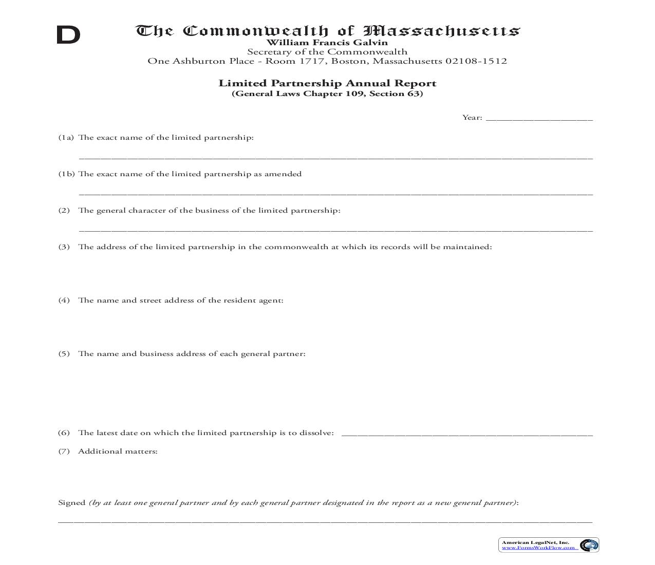 Limited Partnership Annual Report | Pdf Fpdf Doc Docx | Massachusetts