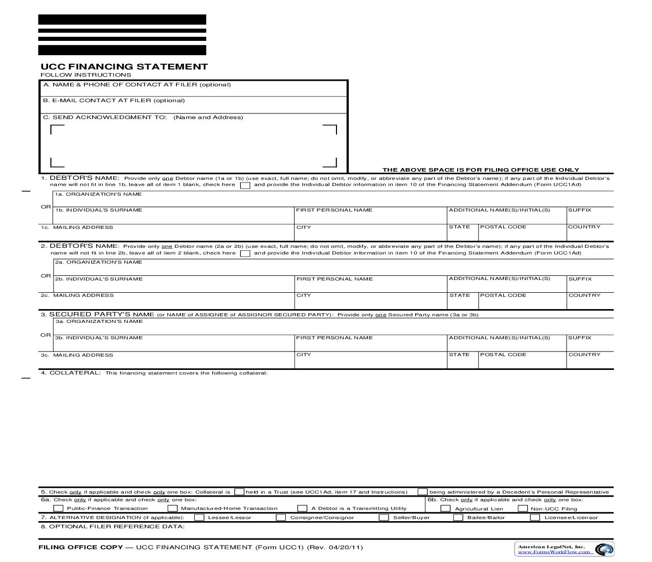 UCC1 Financing Statement (National) {UCC1} | Pdf Fpdf Doc Docx | Massachusetts