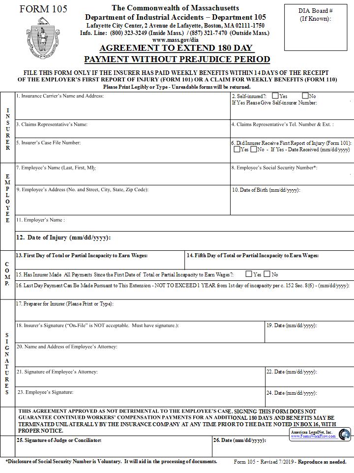 Agreement To Extend 180 Day Payment Without Prejudice Period {105} | Pdf Fpdf Doc Docx | Massachusetts