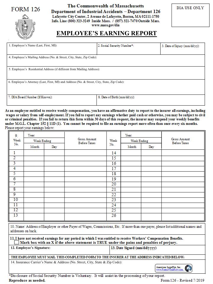 Employees Earning Report {126} | Pdf Fpdf Docx | Massachusetts