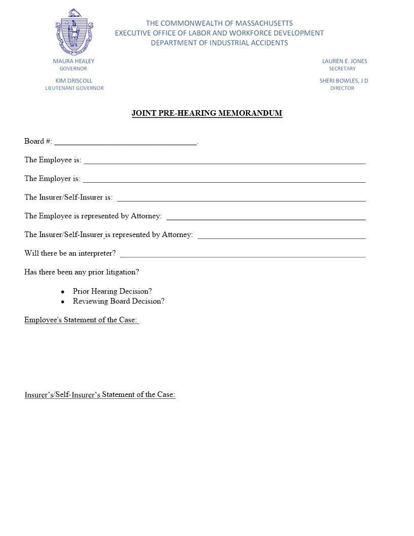 Joint-Pre-Hearing-Memorandum | Pdf Fpdf Docx | Massachusetts