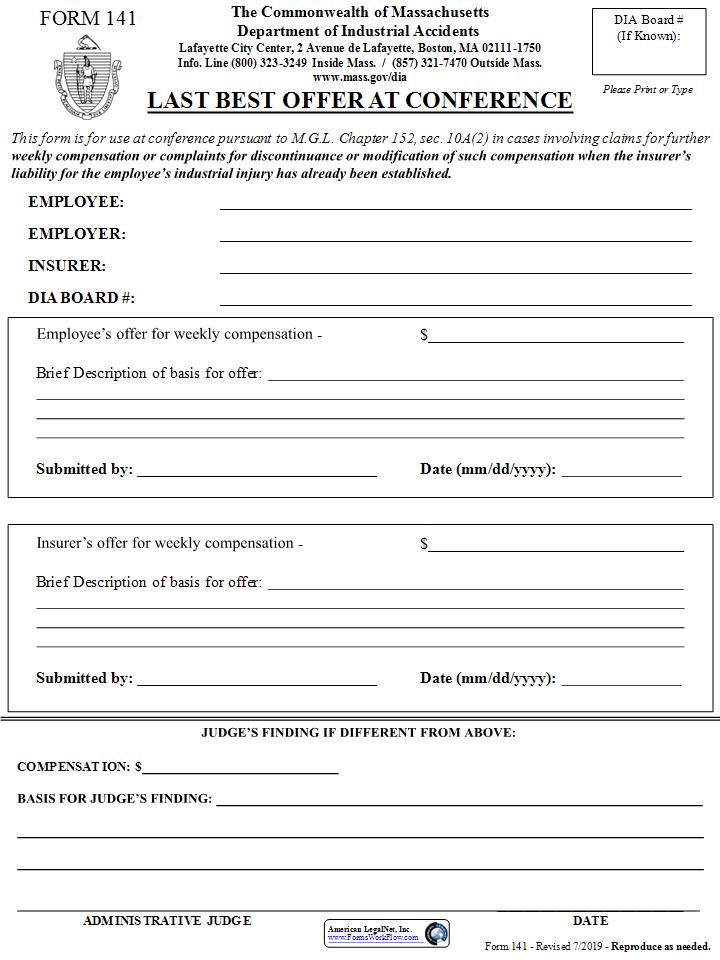 Last Best Offer At Conference {141} | Pdf Fpdf Docx | Massachusetts