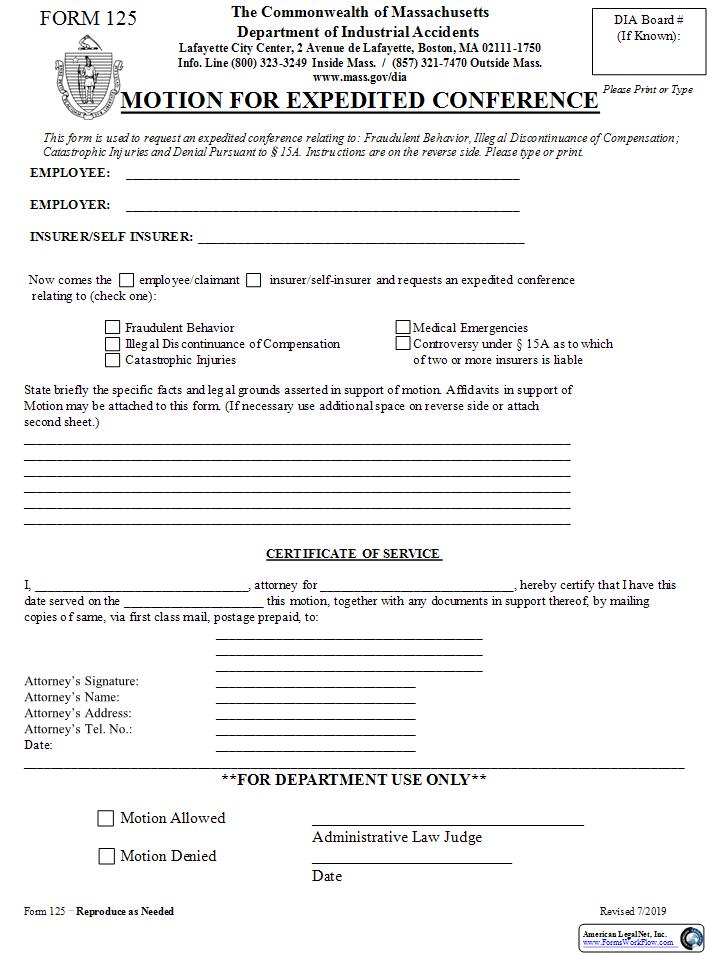 Motion For Expedited Conference {125} | Pdf Fpdf Docx | Massachusetts