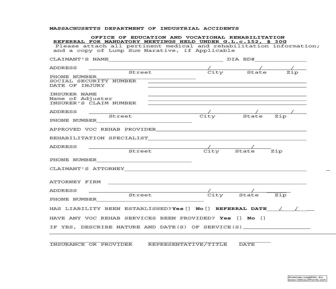 OEVR Referral (For All Parties For Mandatory Meetings) | Pdf Fpdf Doc Docx | Massachusetts