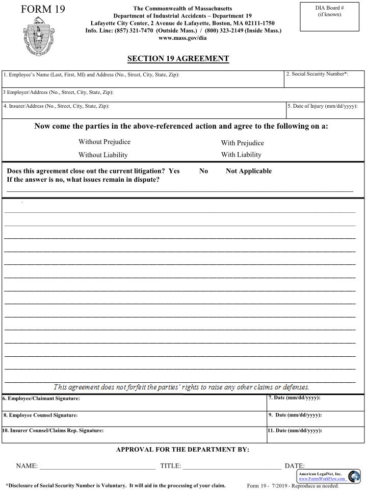 Section 19 Agreement {19} | Pdf Fpdf Doc Docx | Massachusetts