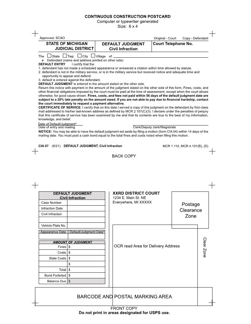 Default Judgment {CIA 07} | Pdf Fpdf Doc Docx | Michigan
