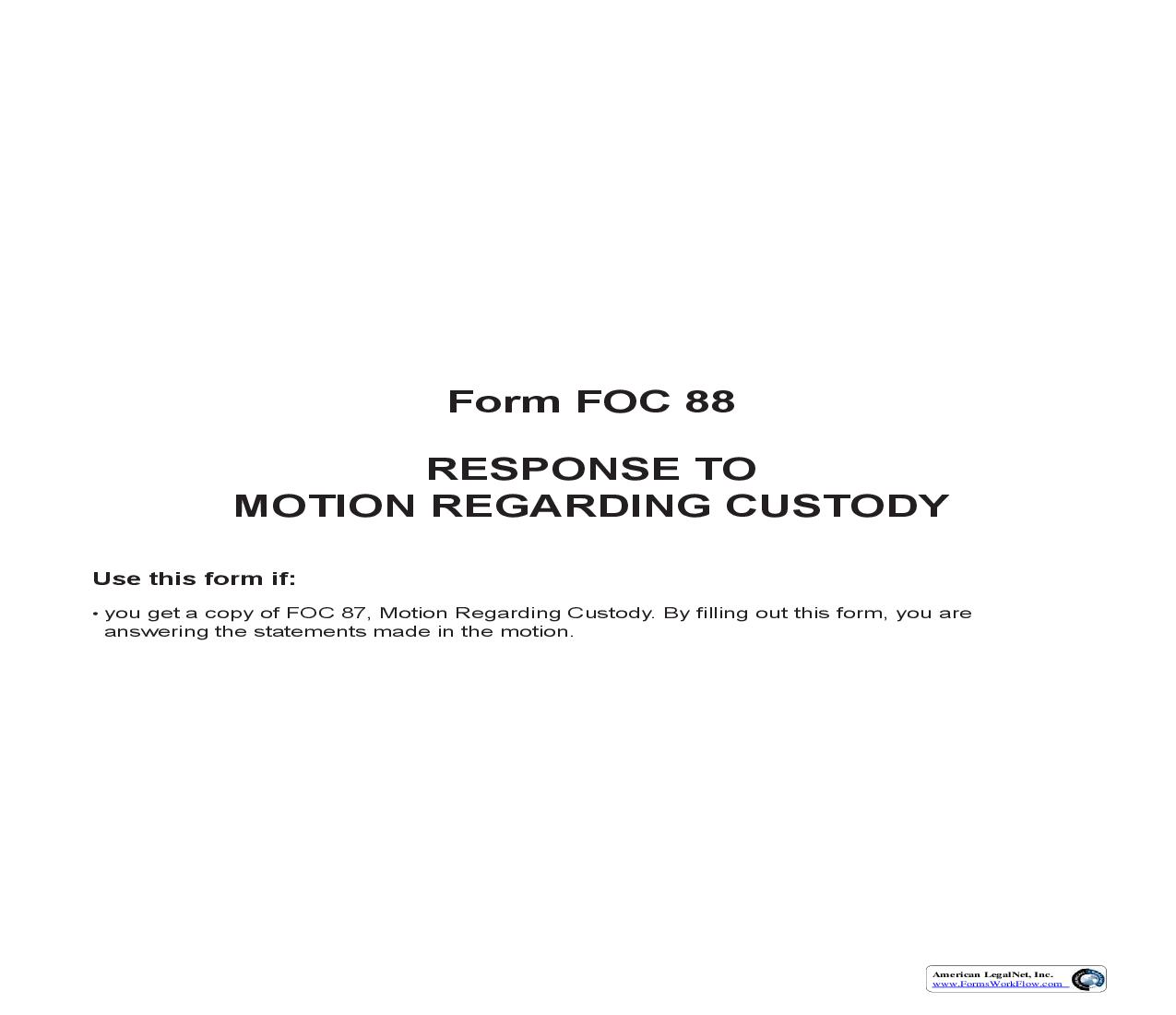 Response To Motion Regarding Custody {FOC 88} | Pdf Fpdf Doc Docx | Michigan