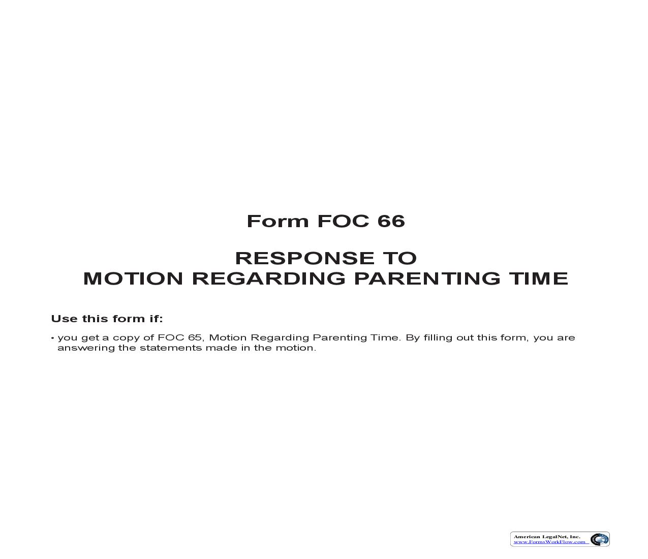 Response To Motion Regarding Parenting Time {FOC 66} | Pdf Fpdf Doc Docx | Michigan