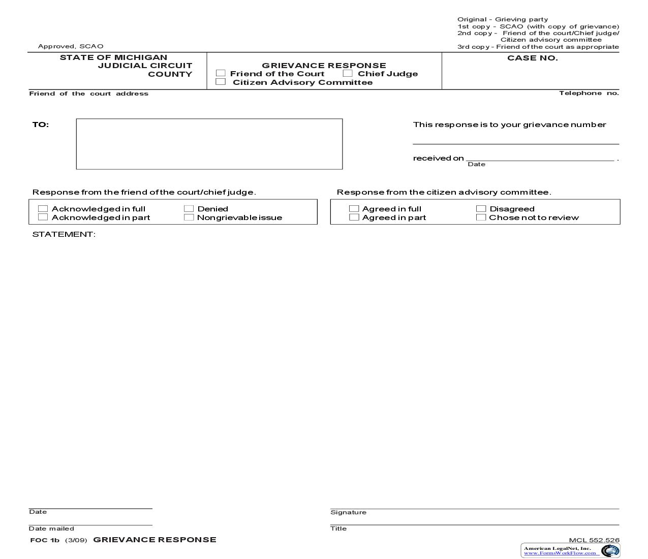 Grievance Response {FOC 1b} | Pdf Fpdf Doc Docx | Michigan
