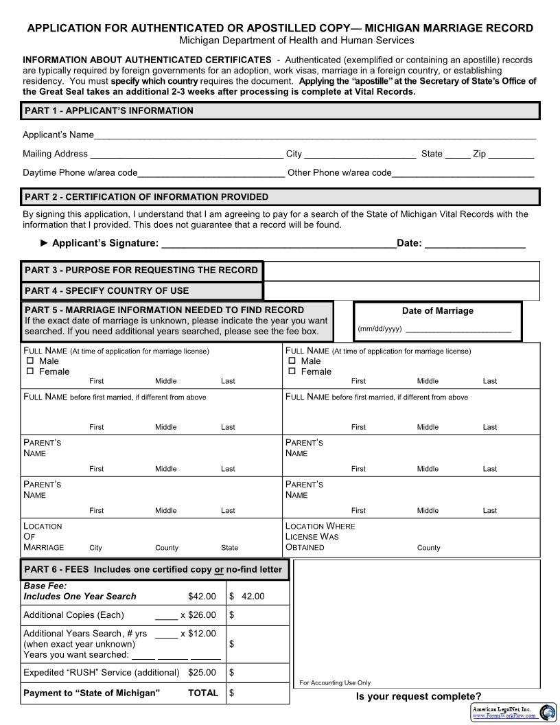 Authenticated Or Apostilled Marriage Record {DCH-0569-MX-AUTH} | Pdf Fpdf Docx | Michigan