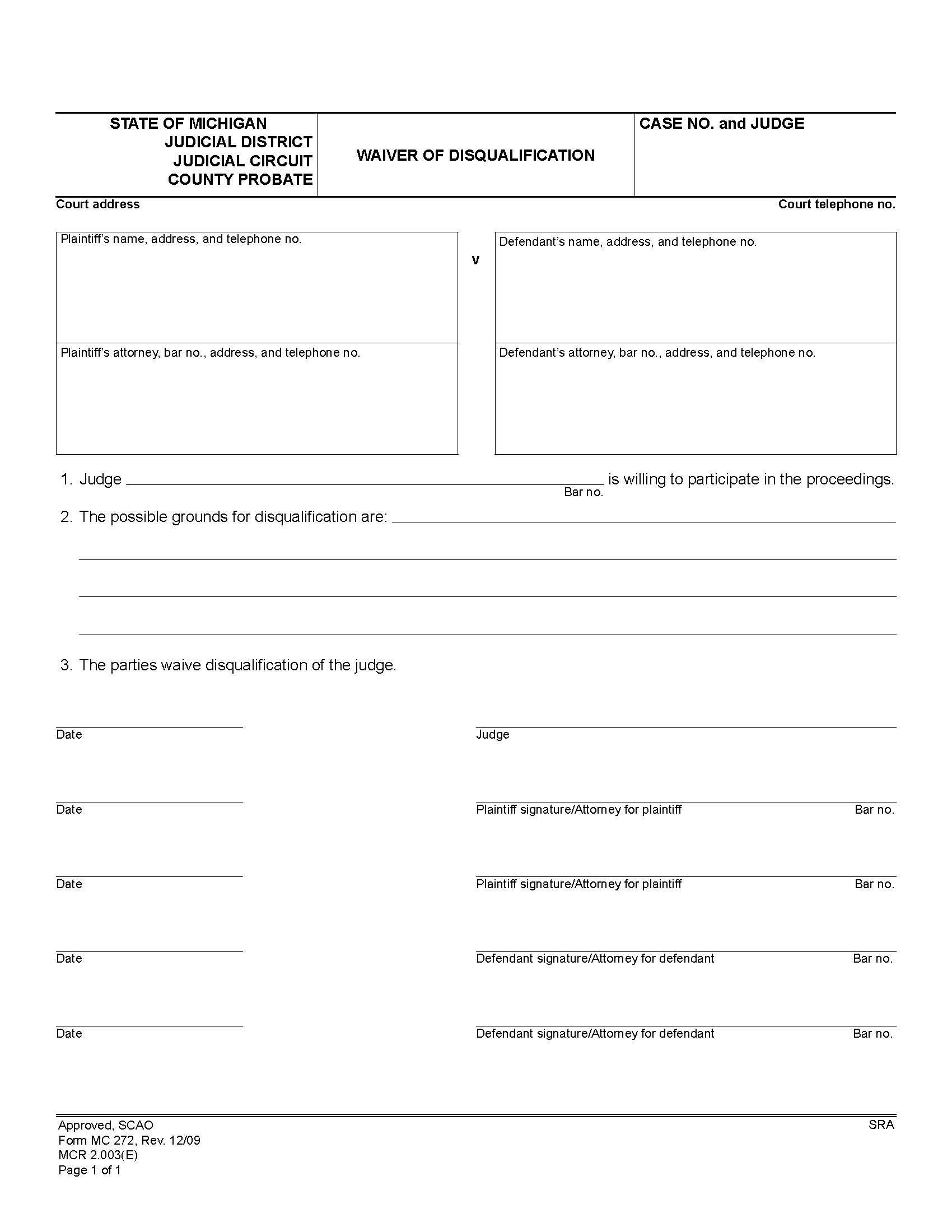 Remittal Of Disqualification {MC 272} | Pdf Fpdf Doc Docx | Michigan