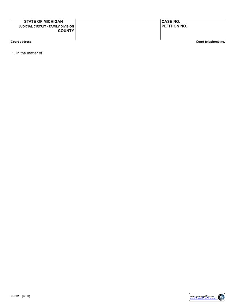 Blank Form {JC 22} | Pdf Fpdf Docx | Michigan