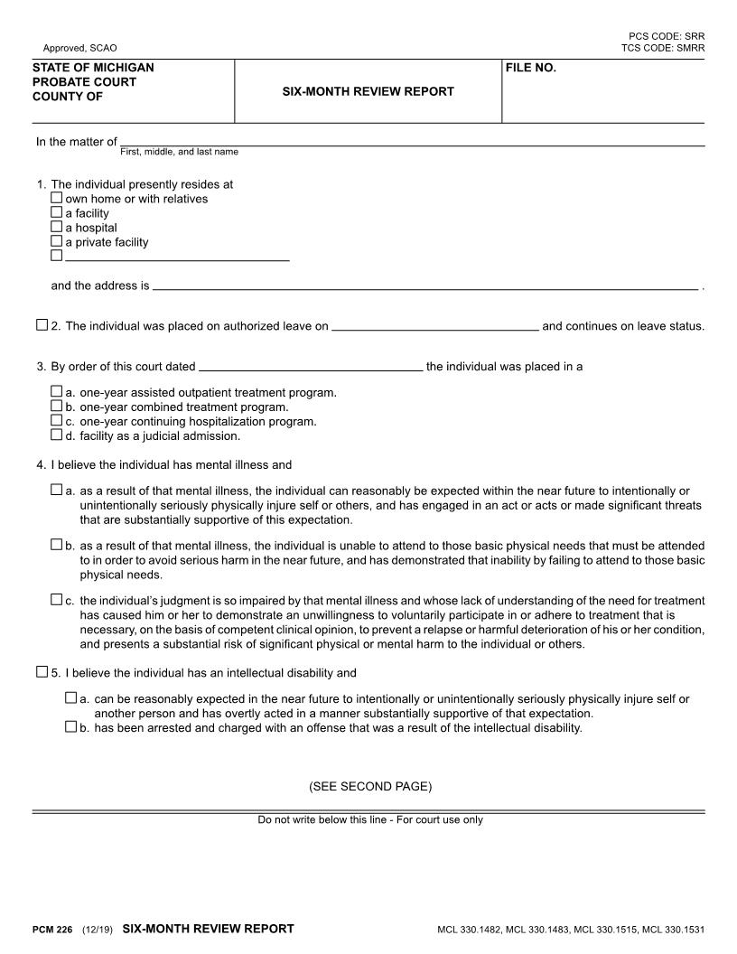 Six Month Review Report {PCM 226} | Pdf Fpdf Docx | Michigan