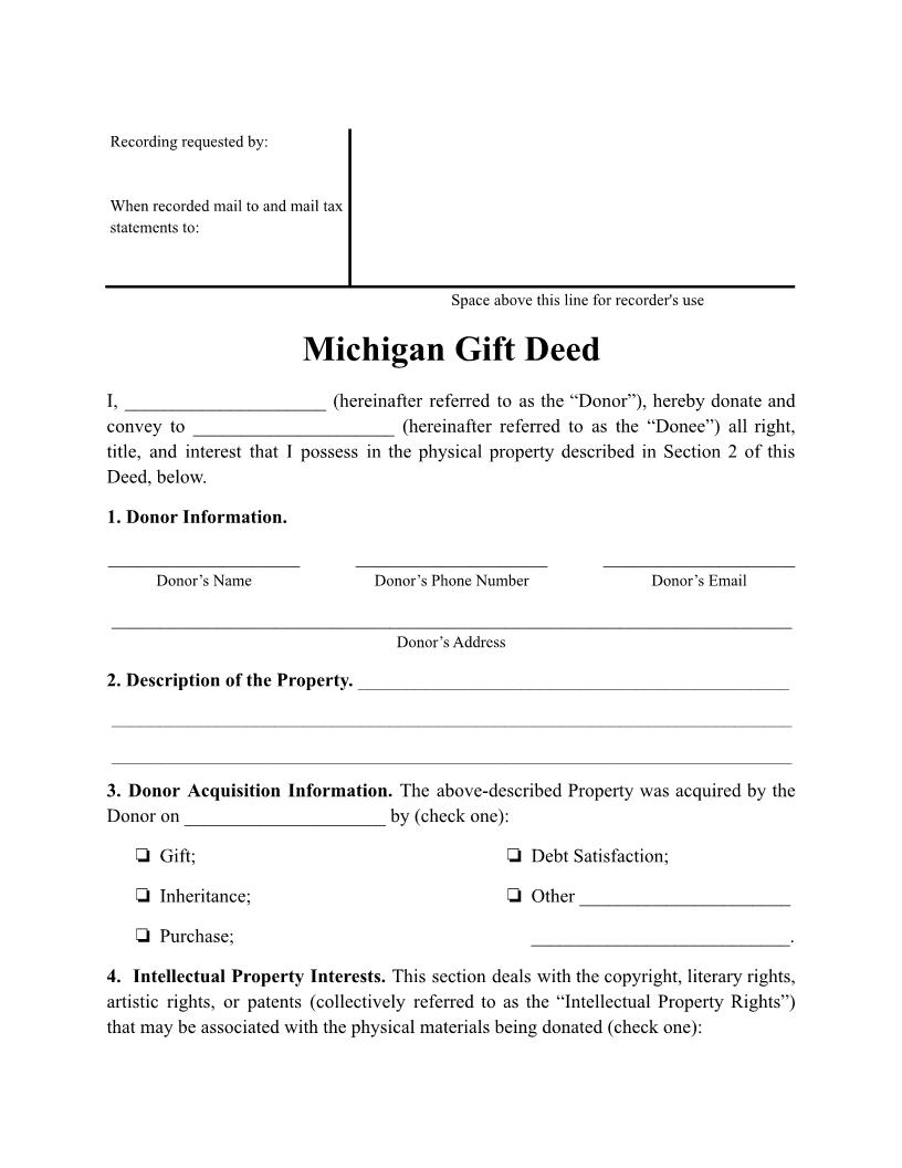 Gift Deed | Pdf Fpdf Docx | Michigan