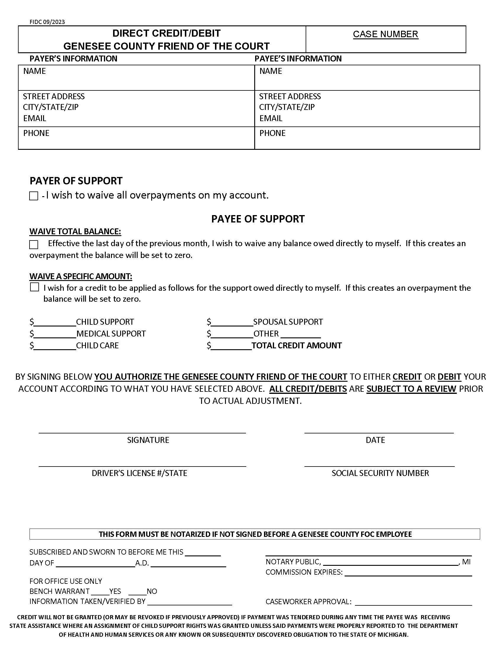 Direct Credit Form | Pdf Fpdf Doc Docx | Michigan