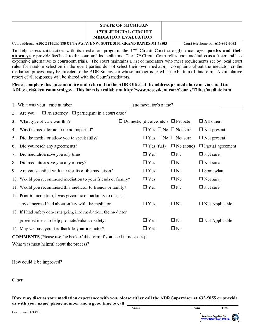 Mediation Evaluation | Pdf Fpdf Docx | Michigan