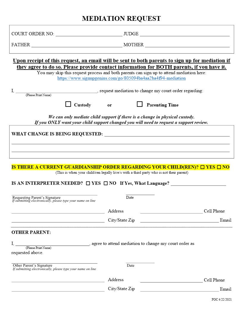 Mediation Request | Pdf Fpdf Docx | Michigan