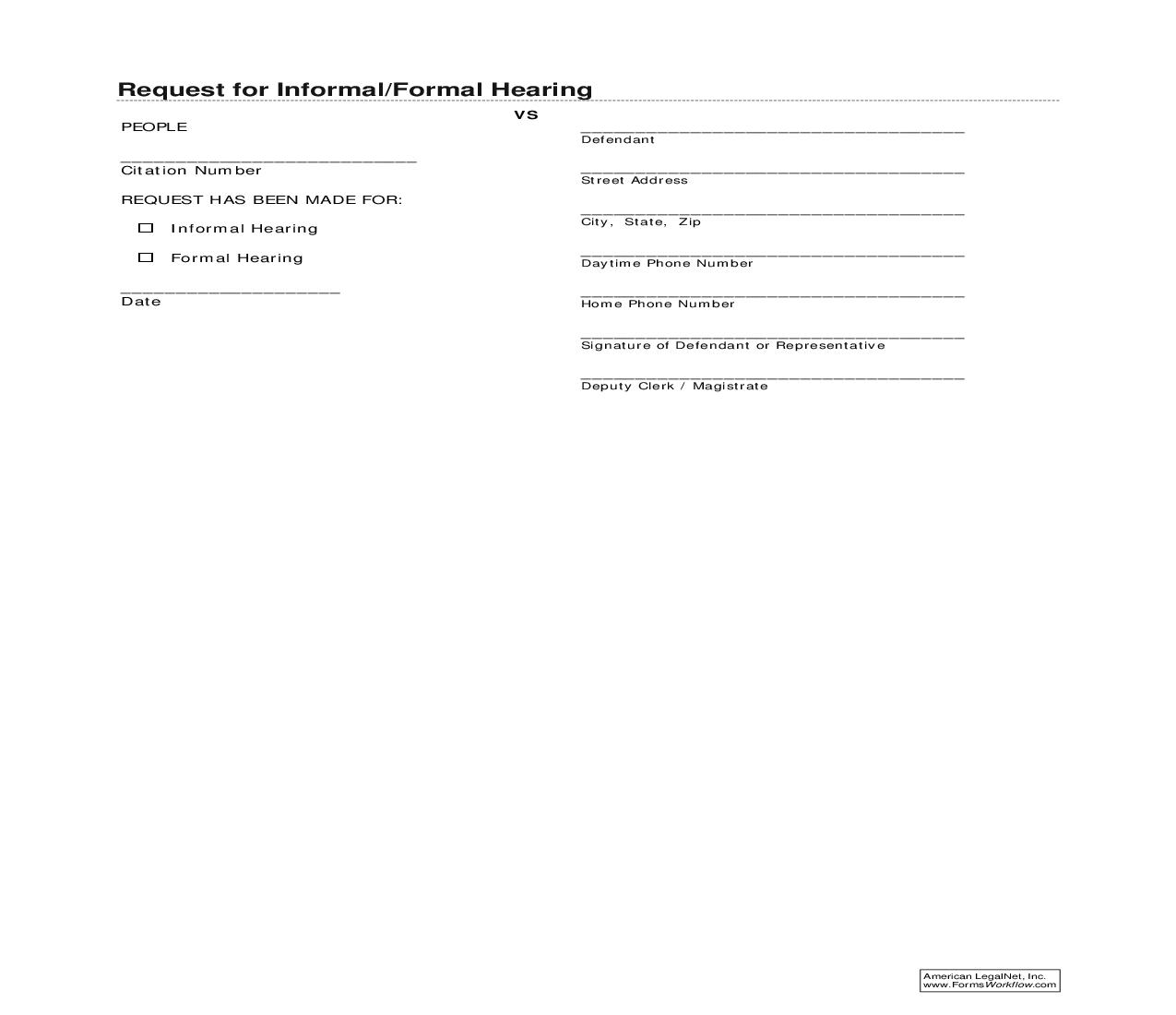 Request For Informal Or Formal Hearing |  | Michigan
