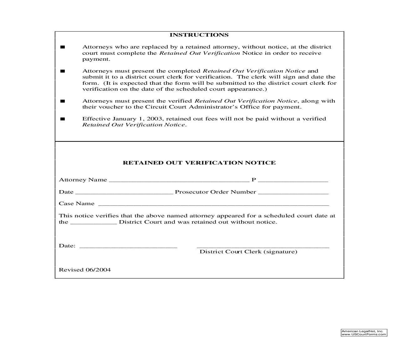 Retained Out Verification Notice | Pdf Fpdf Doc Docx | Michigan