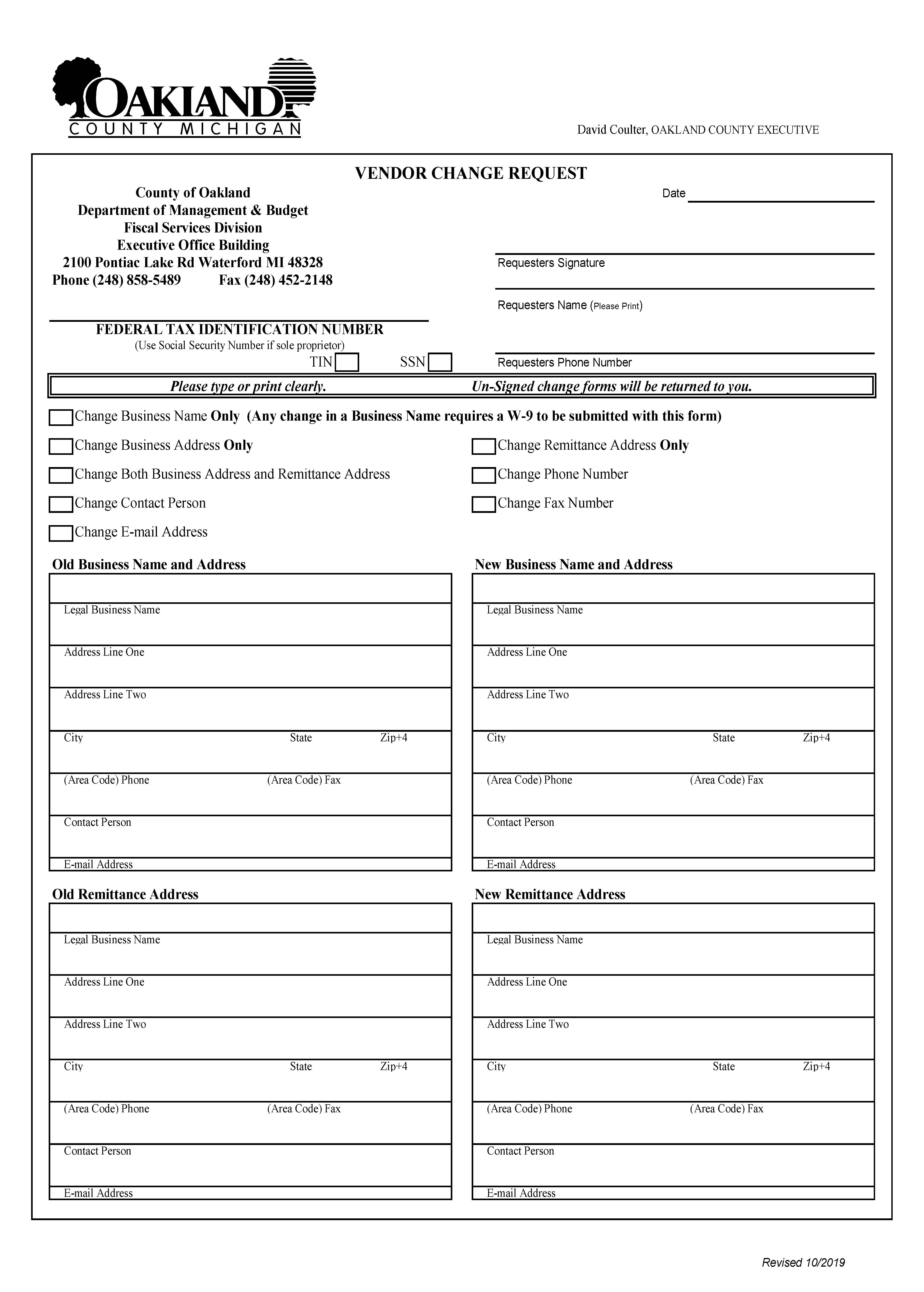 Vendor Change Request | Pdf Fpdf Doc Docx | Michigan