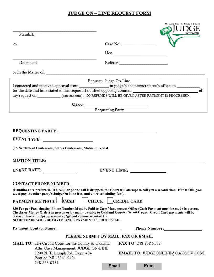 Judge On Line Request | Pdf Fpdf Docx | Michigan