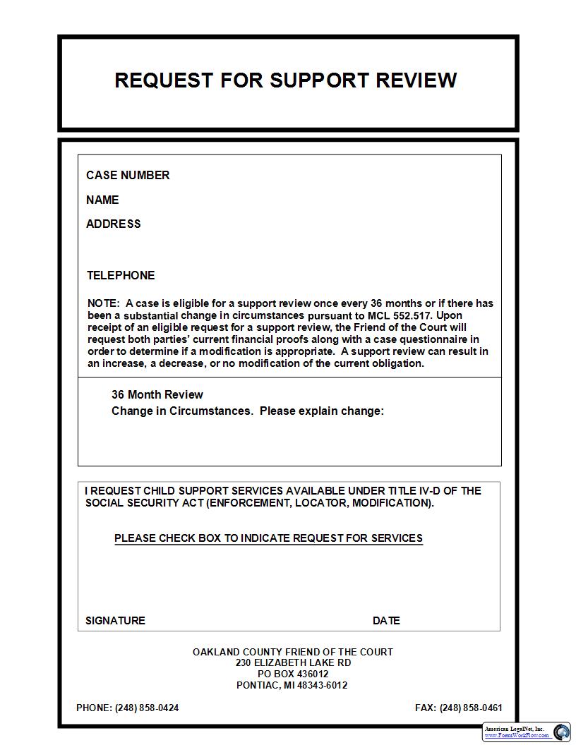 Request For Support Review | Pdf Fpdf Docx | Michigan