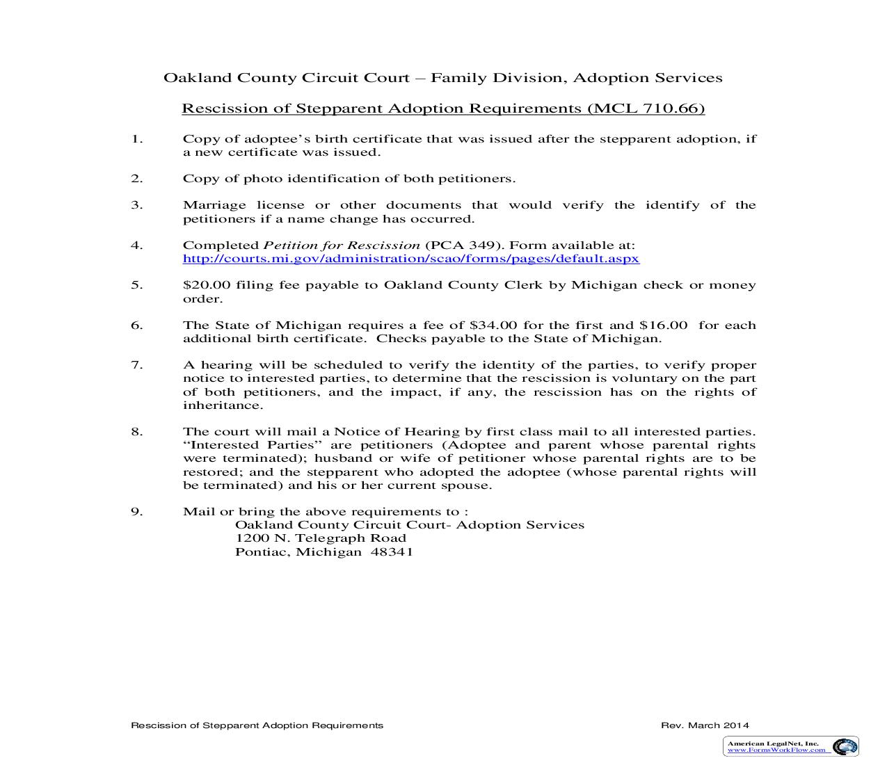 Rescission Of Stepparent Adoption Requirements | Pdf Fpdf Doc Docx | Michigan