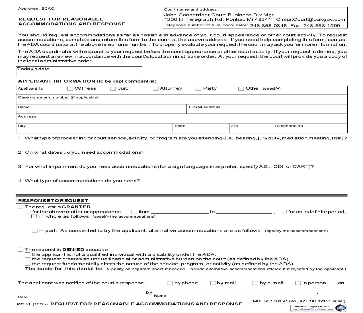 Request For Accommodations | Pdf Fpdf Doc Docx | Michigan