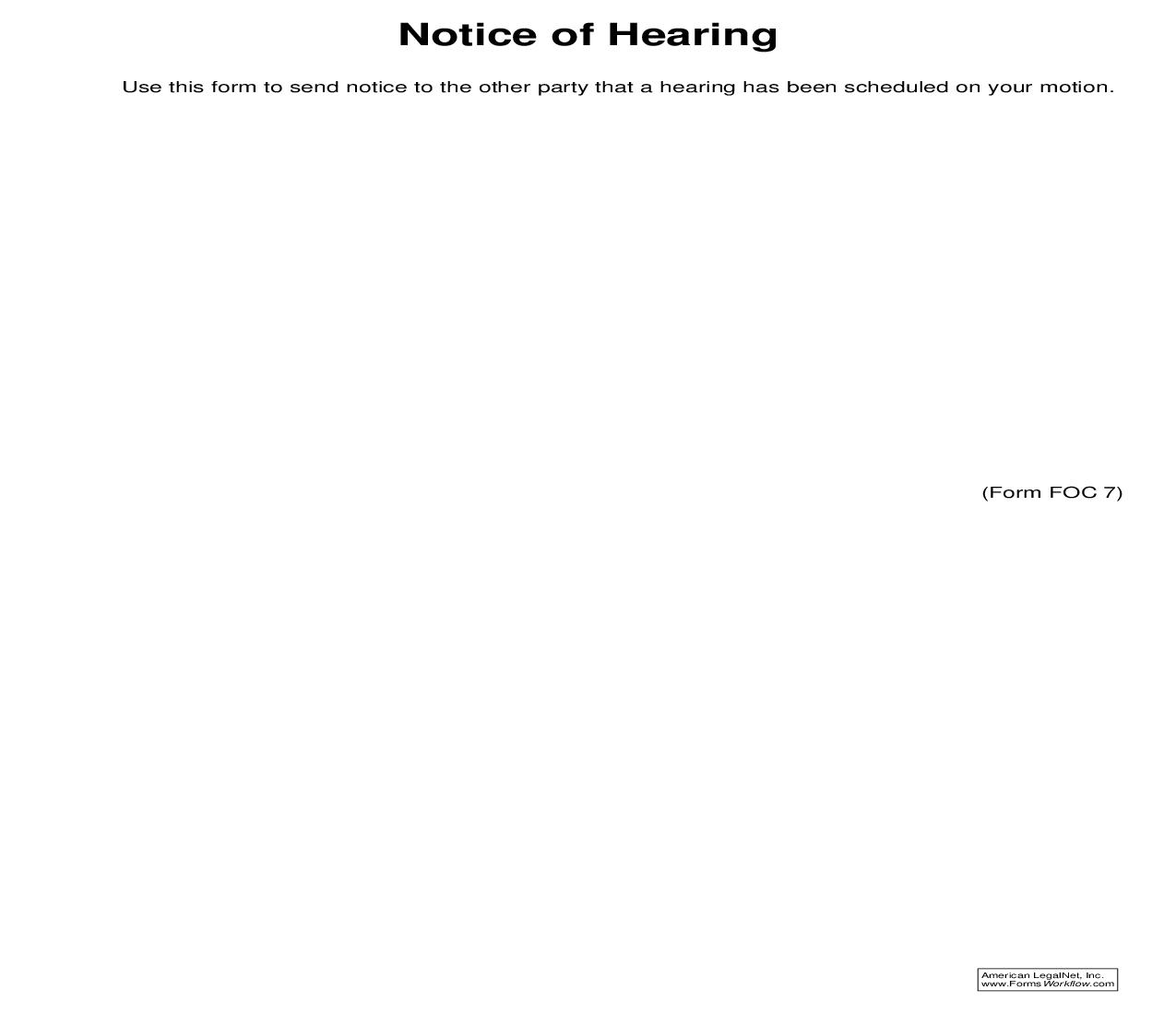 Notice Of Hearing With Instructions And Checklist {FOC 7} | Pdf Fpdf Doc Docx | Michigan