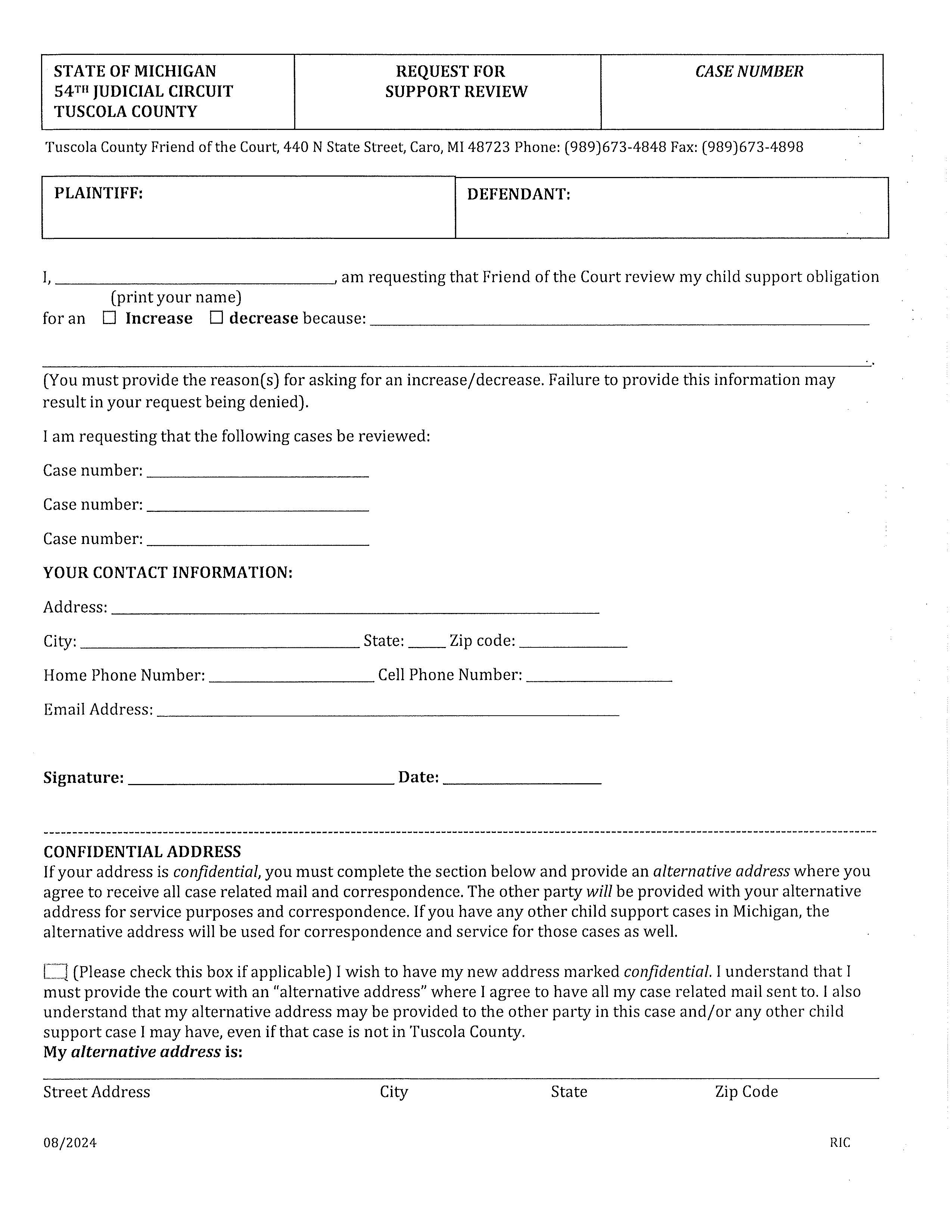 Request For Support Review | Pdf Fpdf Doc Docx | Michigan