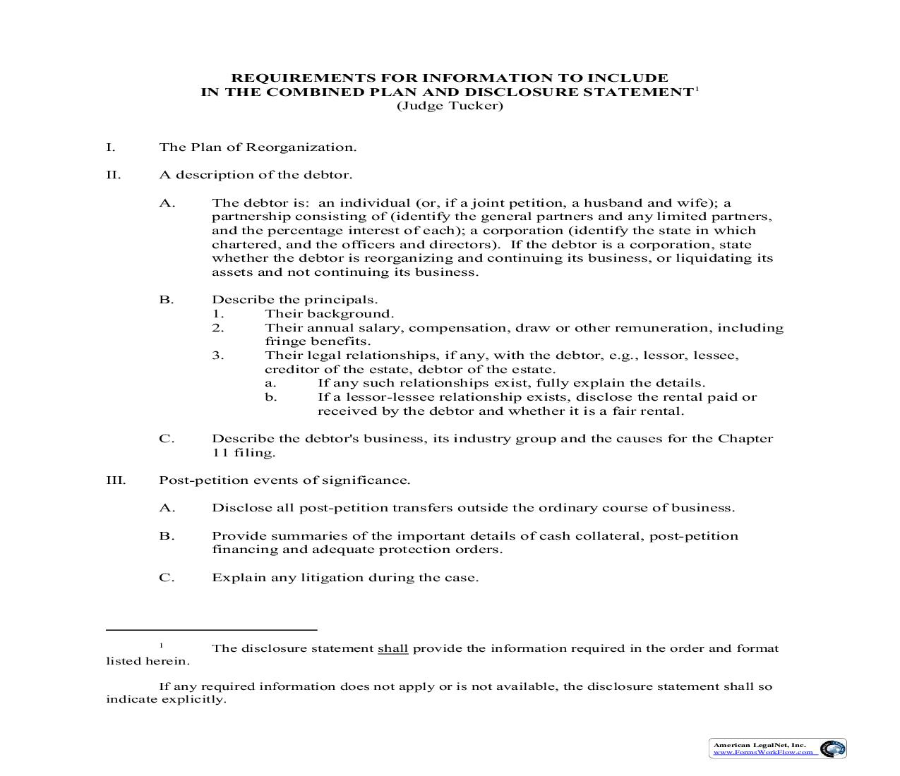 Combined Plan and Disclosure Statement (Judge Tucker) | Pdf Fpdf Doc Docx | Michigan