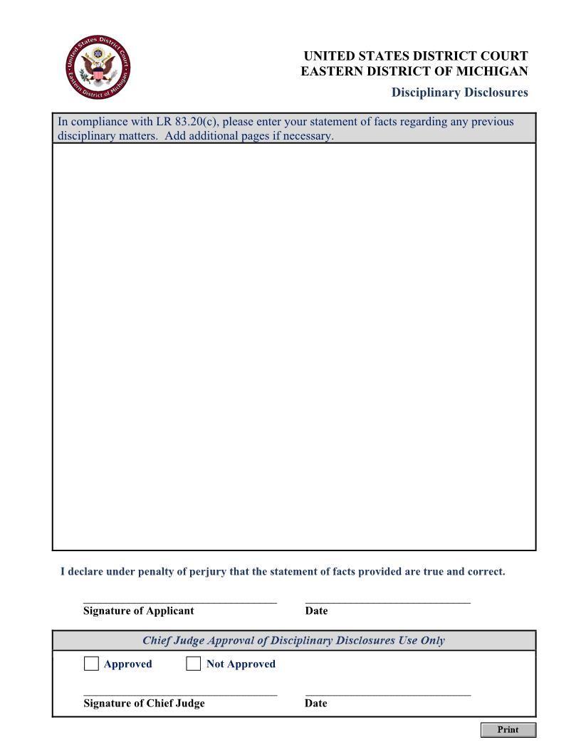 Disciplinary Disclosures | Pdf Fpdf Docx | Michigan