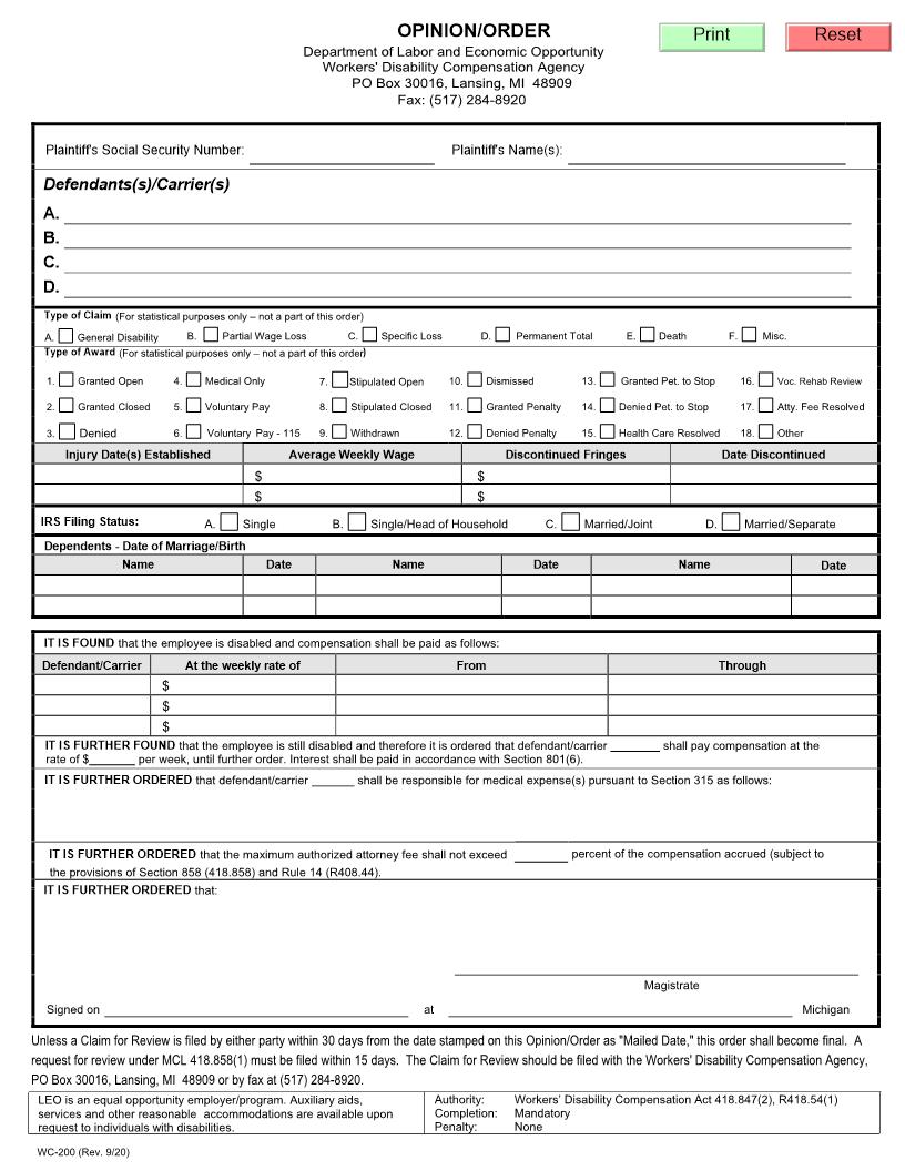 Opinion Order {WC-200} | Pdf Fpdf Docx | Michigan
