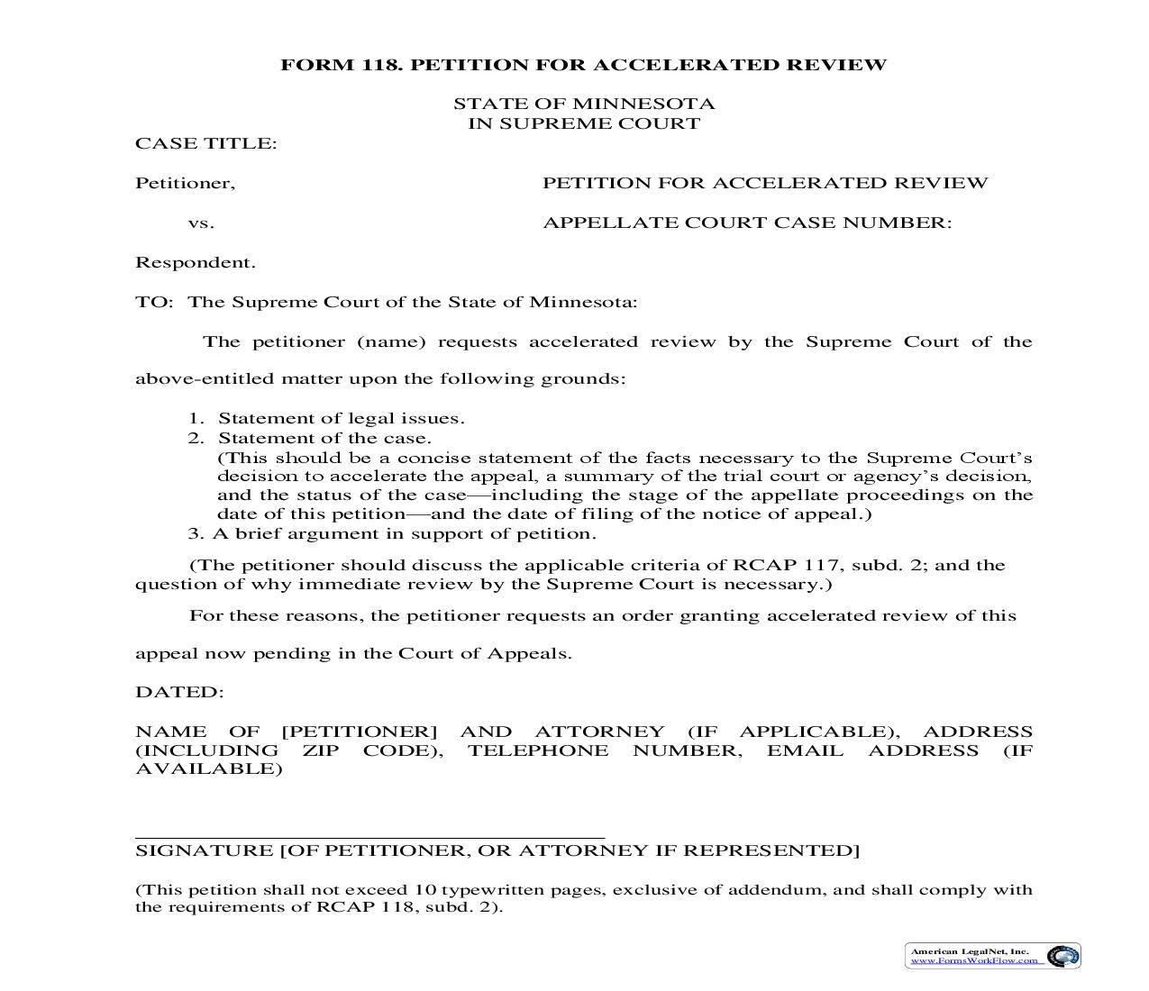 Petition For Accelerated Review {118} | Pdf Fpdf Doc Docx | Minnesota