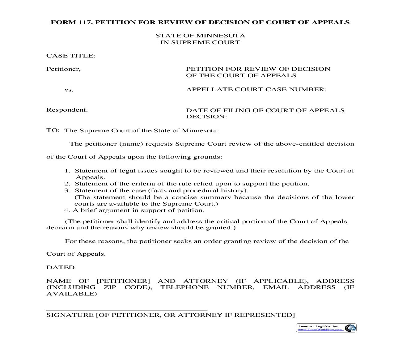 Petition For Review Of Decision Of Court Of Appeals {117} | Pdf Fpdf Doc Docx | Minnesota