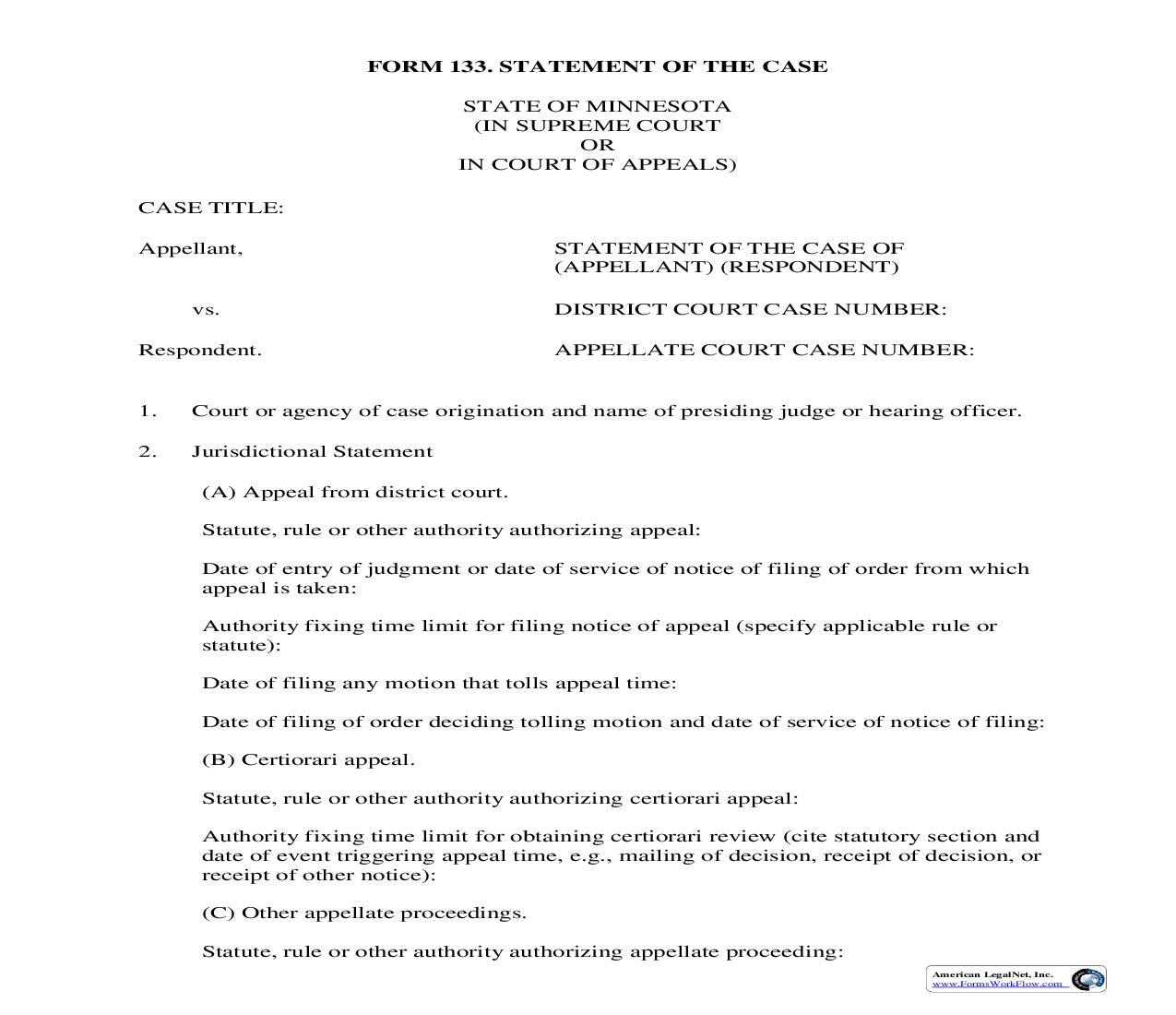 Statement Of The Case {133} | Pdf Fpdf Doc Docx | Minnesota