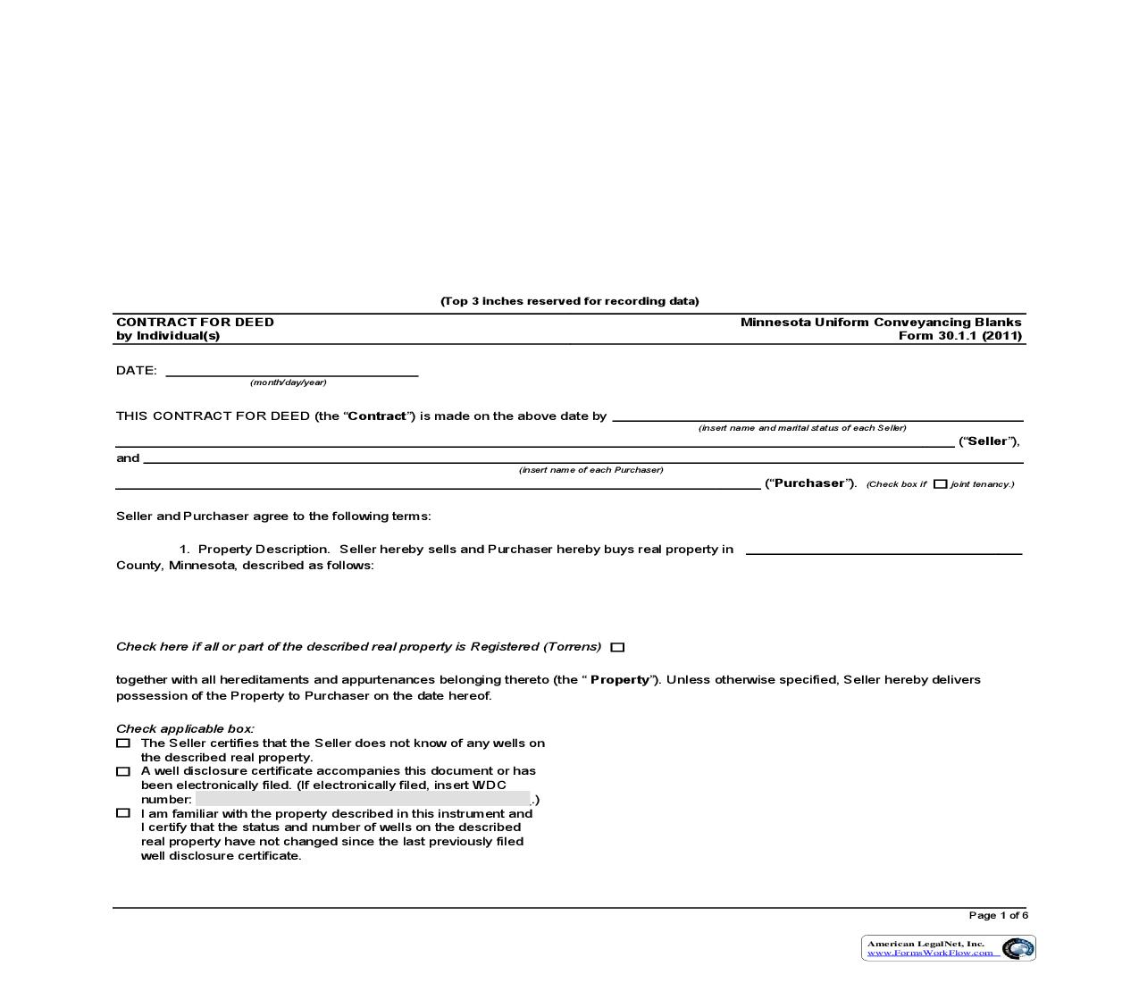 Contract For Deed By Individual(s) {30.1.1} | Pdf Fpdf Doc Docx | Minnesota