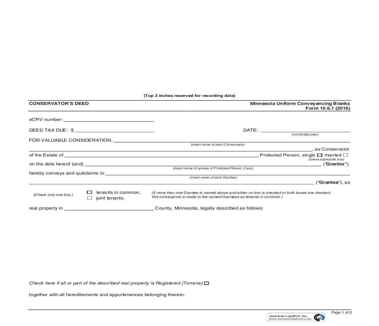 Conservators Deed {10.6.1} | Pdf Fpdf Doc Docx | Minnesota