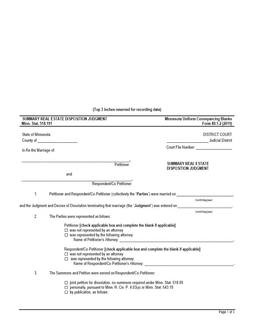 Summary Real Estate Disposition Judgment {80.1.2} | Pdf Fpdf Doc Docx | Minnesota
