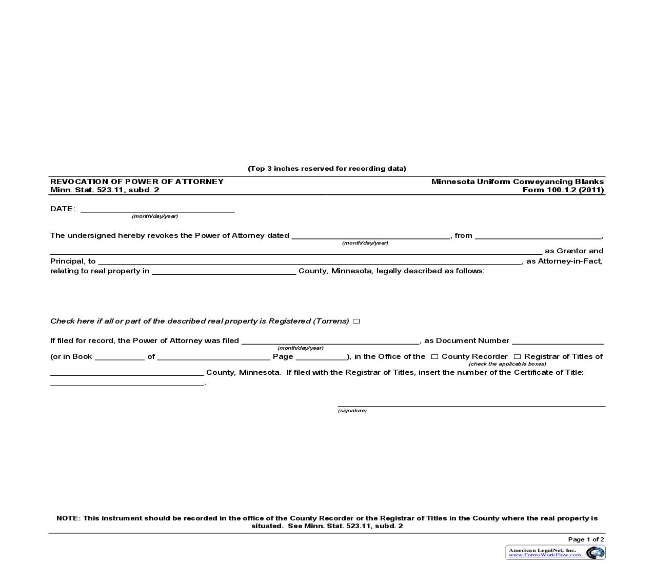 Revocation Of Power of Attorney {100.1.2} | Pdf Fpdf Doc Docx | Minnesota