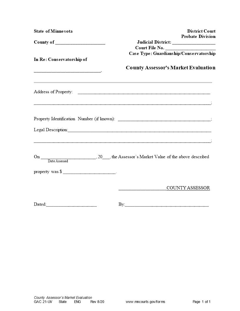 County Assessors Market Evaluation {GAC-21-UV} | Pdf Fpdf Doc Docx | Minnesota