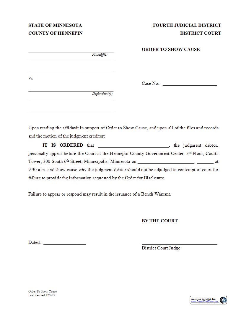 Order To Show Cause | Pdf Fpdf Docx | Minnesota