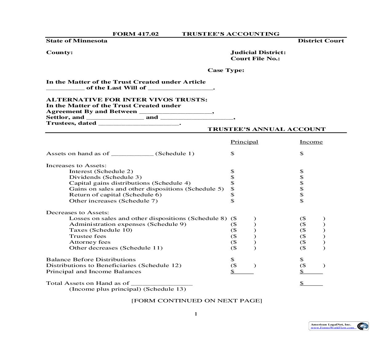 Trustees Accounting {417.02} | Pdf Fpdf Doc Docx | Minnesota