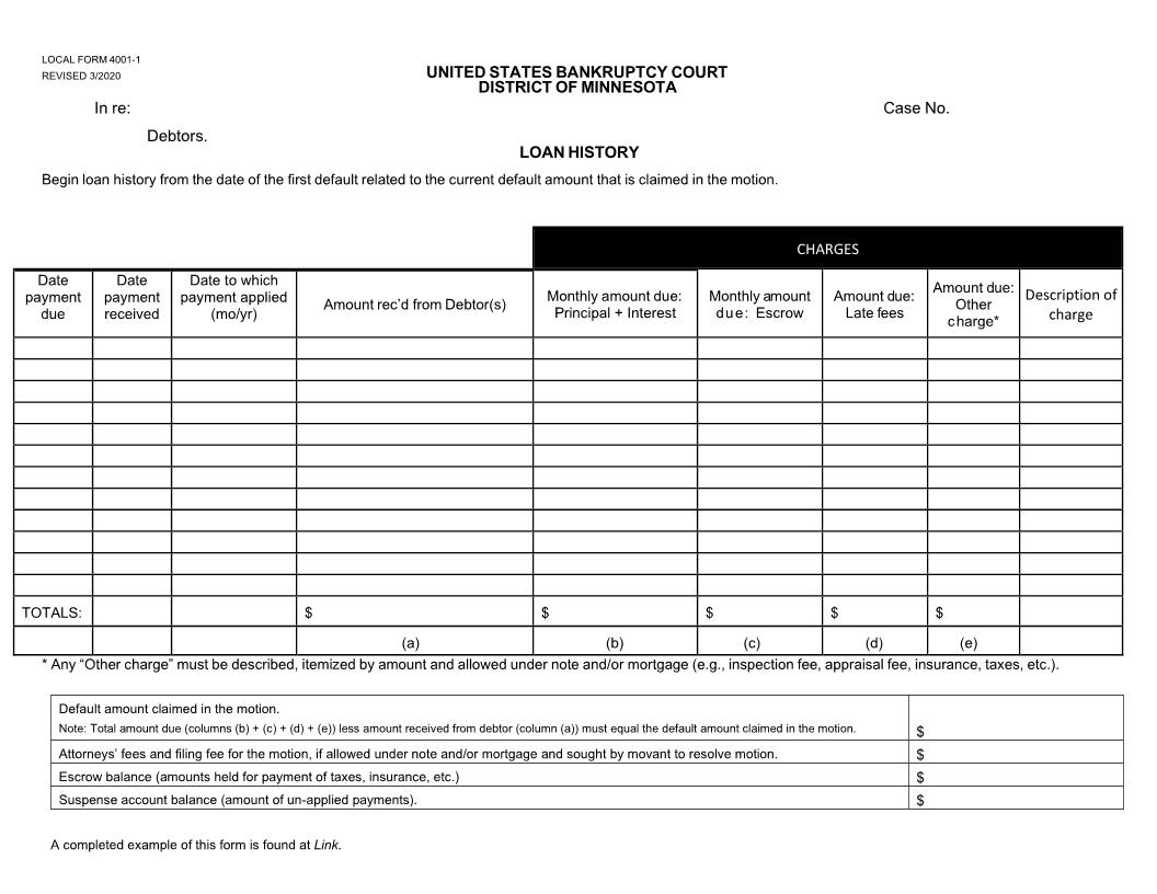 Loan History {4001-1} | Pdf Fpdf Doc Docx | Minnesota