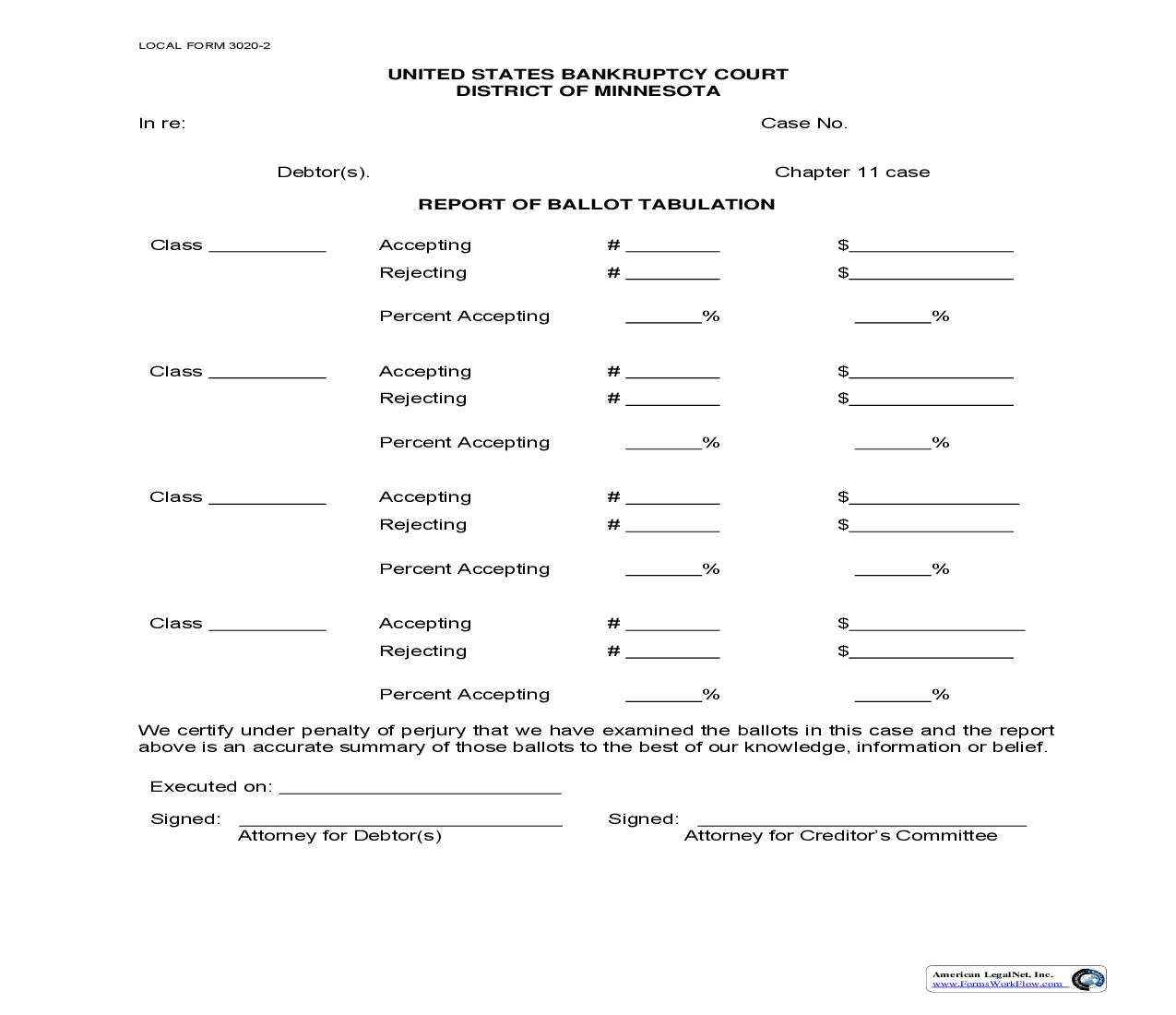 Report Of Ballot Tabulation (Sample And Form) {3020-2} | Pdf Fpdf Doc Docx | Minnesota
