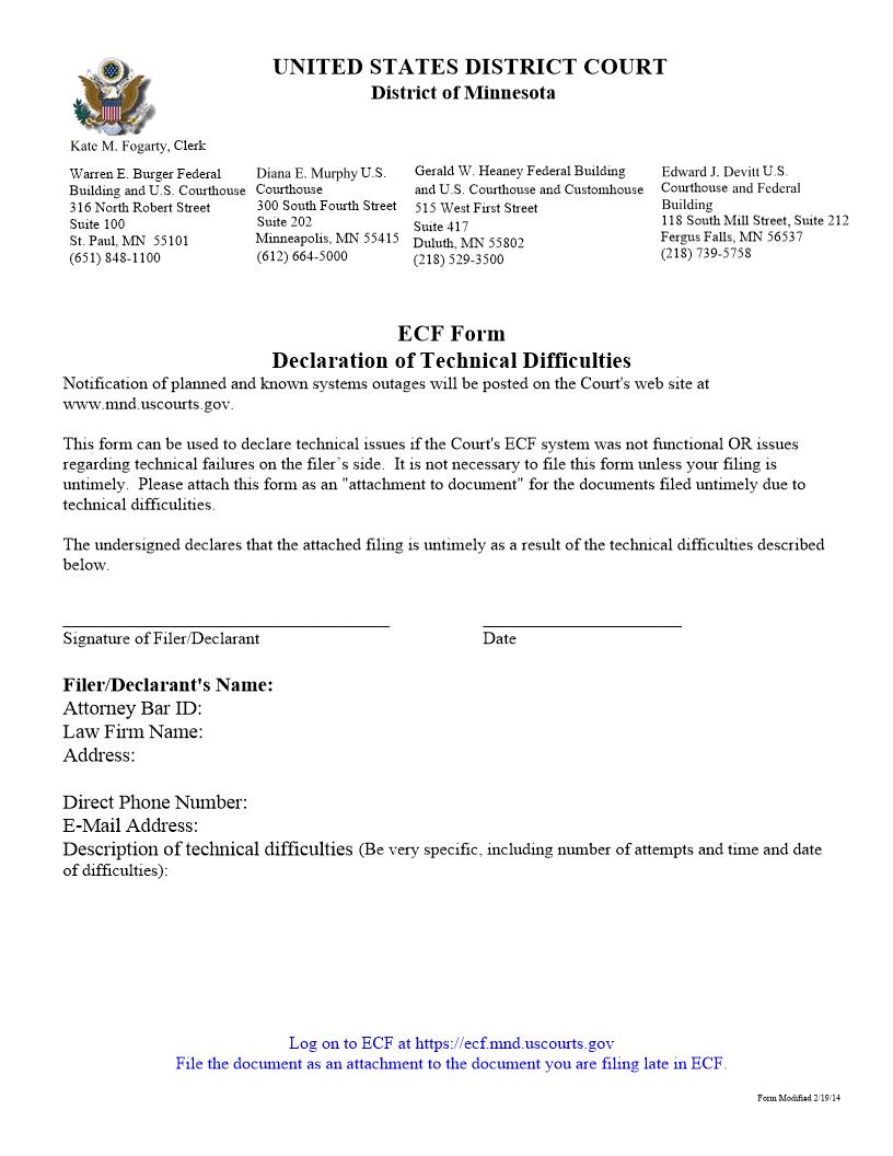 Declaration Of Technical Difficulties | Pdf Fpdf Docx | Minnesota